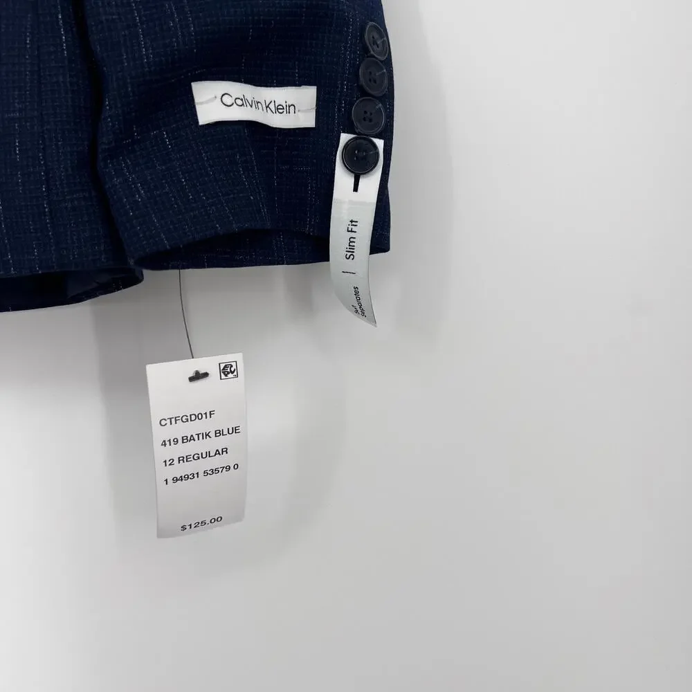 Calvin Klein Boys Slim fit Suit Separate Jacket 419 Batik Blue Size 12 Regular